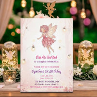 Pink Forest Fairy Fireflies 1st Birthday Party