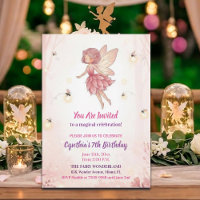Pink Forest Fairy Fireflies 7th Birthday Party