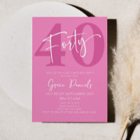 Pink Forty 40th Fortieth Birthday Party