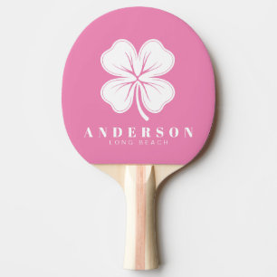 Pink Four Leaf Clover with Name Ping Pong Paddle