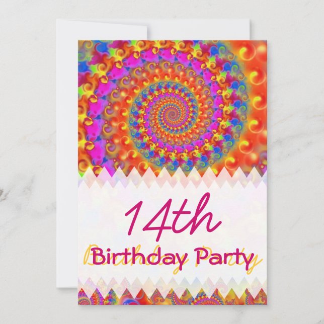 Pink Fractal Birthday Invitation (Front)