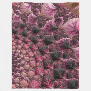 Pink Fractal Fleece Blanket