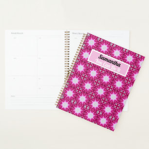 Pink Fractal mandala - floral personalised Planner