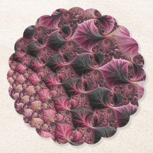 Pink Fractal Paper Coaster