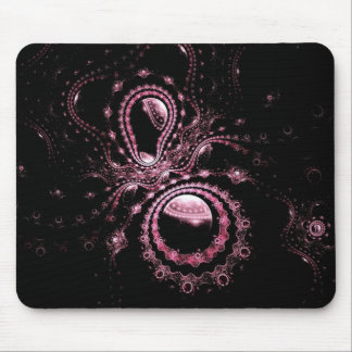 Pink Fractal Planets Mouse Pad