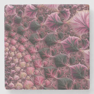 Pink Fractal Stone Coaster