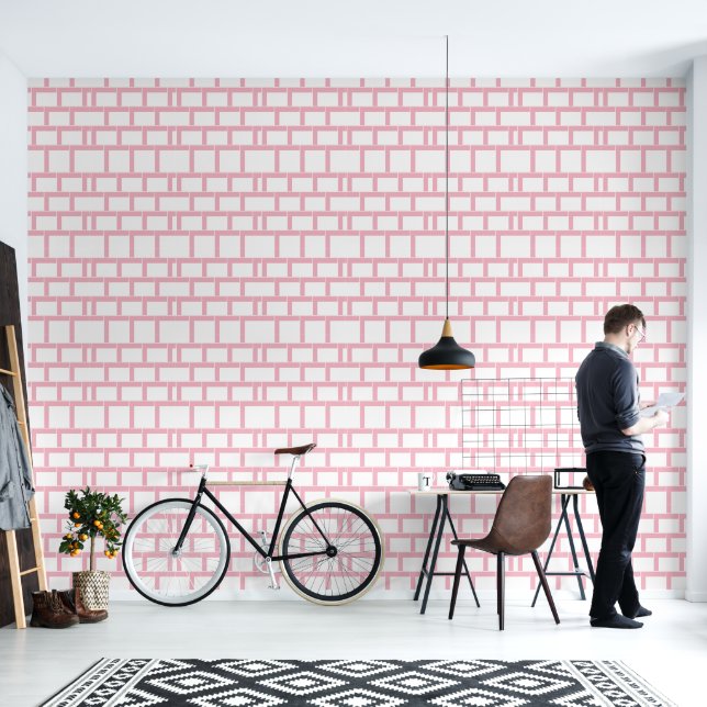 Pink Frame Gallery Geometric Horizontal Pattern Wallpaper (Living Room)
