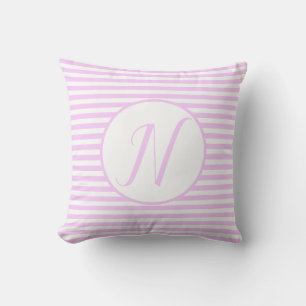 Pink Frame Monogram Letter Stripes Cushion