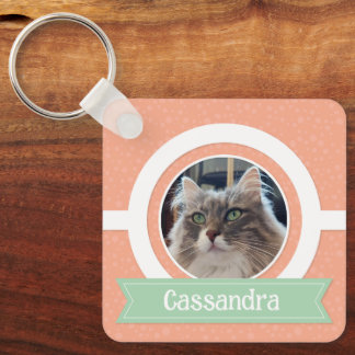 Pink frame pet name key ring