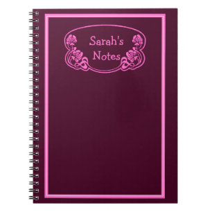 Pink Framed Ornate Nameplate Notebook