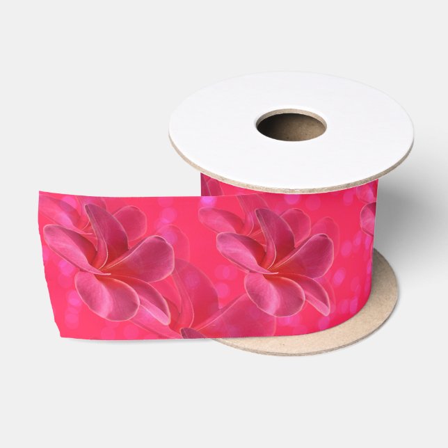 Pink Frangipani Blush Pattern, Satin Ribbon (Spool)