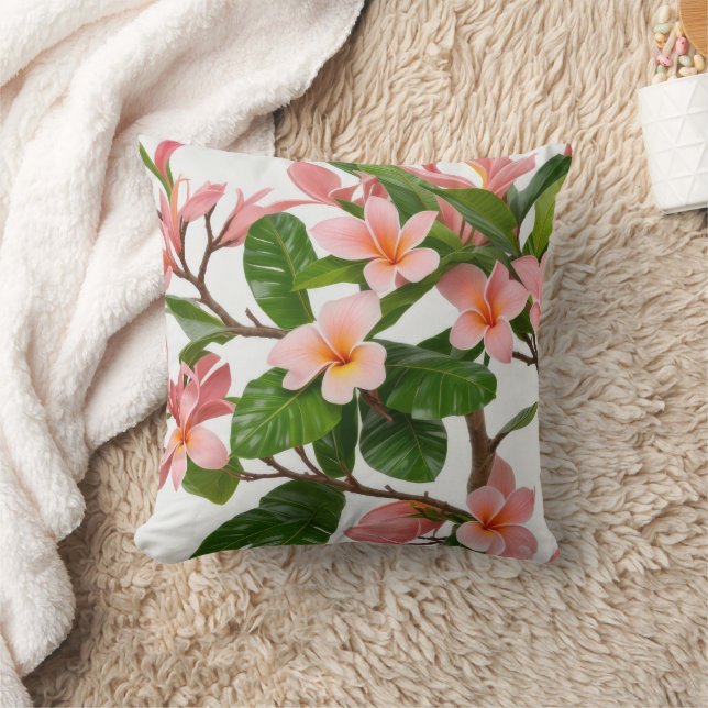 Pink Frangipani Flower Cushion (Blanket)