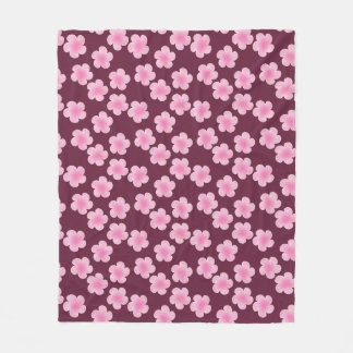 Pink Frangipani Flower Seamless Pattern Fleece Blanket
