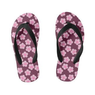 Pink Frangipani Flower Seamless Pattern Kid's Jandals