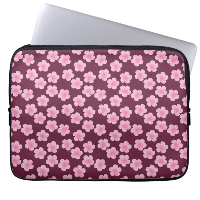 Pink Frangipani Flower Seamless Pattern Laptop Sleeve (Front)