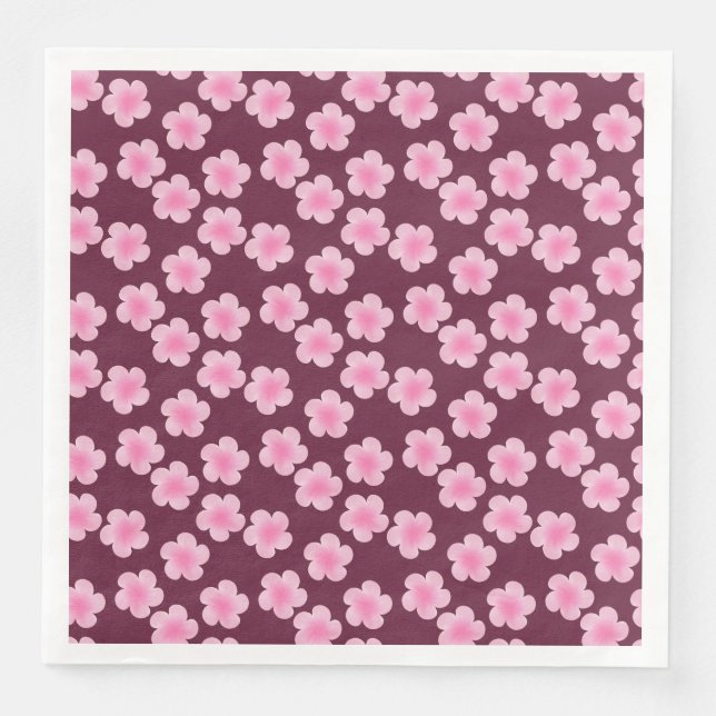 Pink Frangipani Flower Seamless Pattern Napkin (Front)