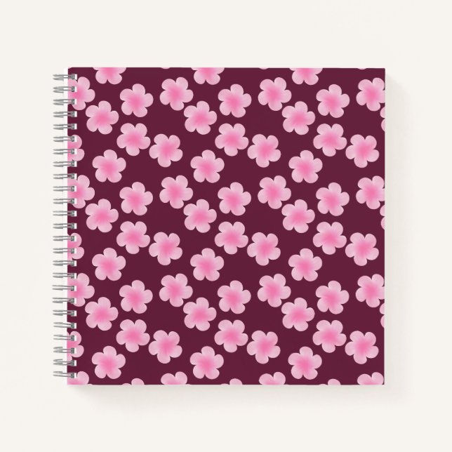 Pink Frangipani Flower Seamless Pattern Notebook (Front)