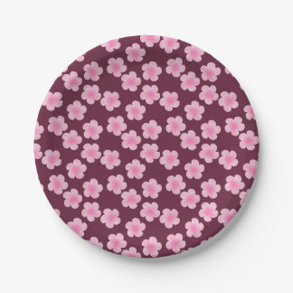 Pink Frangipani Flower Seamless Pattern Paper Plate