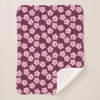 Pink Frangipani Flower Seamless Pattern Sherpa Blanket