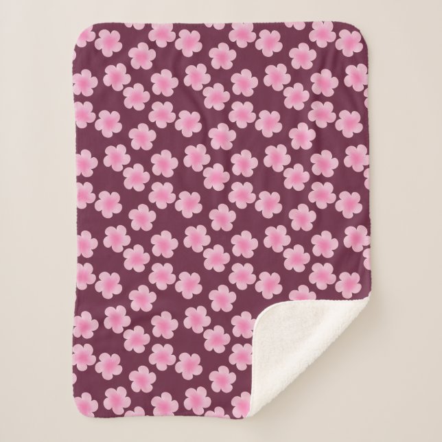 Pink Frangipani Flower Seamless Pattern Sherpa Blanket (Front)