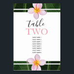 Pink Frangipani Plumeria Wedding Guest Names Table Number<br><div class="desc">This design features pink Frangipani / Plumeria flowers. A tropical design elegantly framed with pink Frangipani flowers and its leaf greenery. The table number is emphasized with the matching pink colour from the flowers. These popular tropical Hawaiian flowers are ideal for a rustic destination beach wedding. Tropical wedding table number...</div>