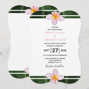 Pink Frangipani Plumeria Wedding Invitations