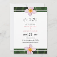 Pink Frangipani Plumeria Wedding Save The Date
