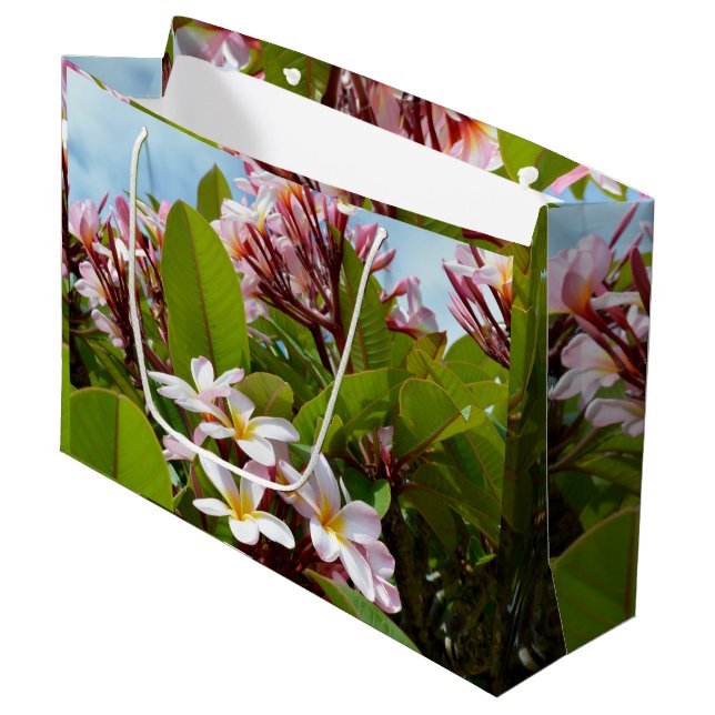 Pink Frangipanis On A Tree,  Large Gift Bag (Front Angled)
