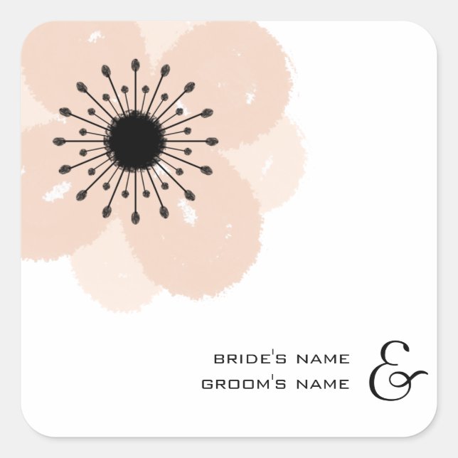 Pink French Anemone Wedding Sticker (Front)
