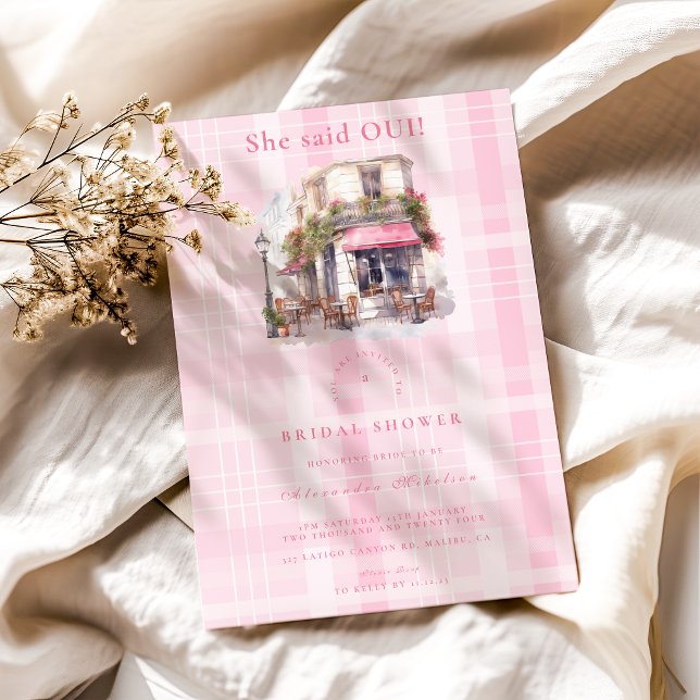 Pink French Cafe Bridal Shower Invitation (Creator Uploaded)