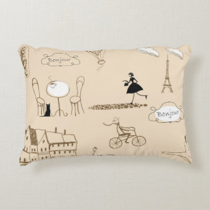 Pink French: Chic Pattern Design. Decorative Cushion