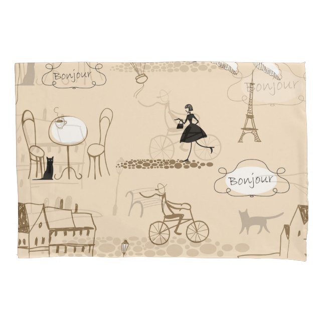 Pink French: Chic Pattern Design. Pillowcase (Front)