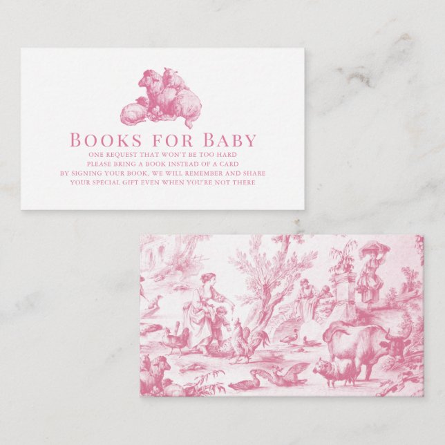 Pink French Country Farm Animal Books for Baby Enclosure Card (Front/Back)