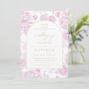 Pink French Floral Wedding Invitation