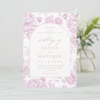 Pink French Floral Wedding Invitation