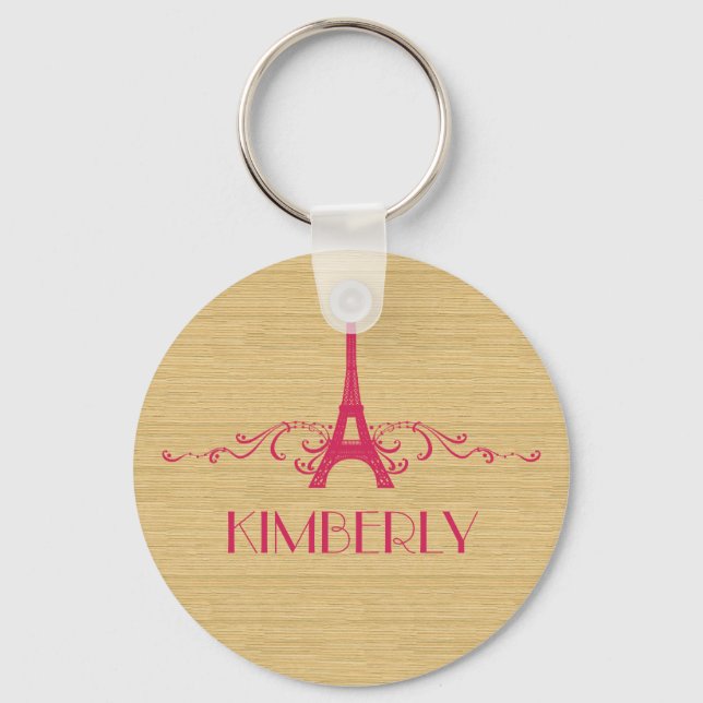 Pink French Flourish Keychain (Front)