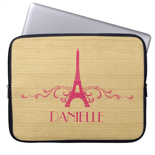 Pink French Flourish Laptop Sleeve (Front)
