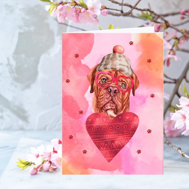 Pink French Mastiff Valentine's Day Gift Dog Card (Creator Uploaded)