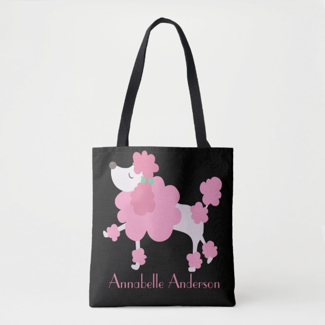 Pink French Poodle Personalise Tote Bag (Front)
