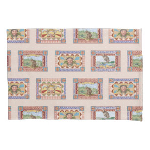 Pink French Quirky Animal Print Polaroïd   Blush Pillowcase