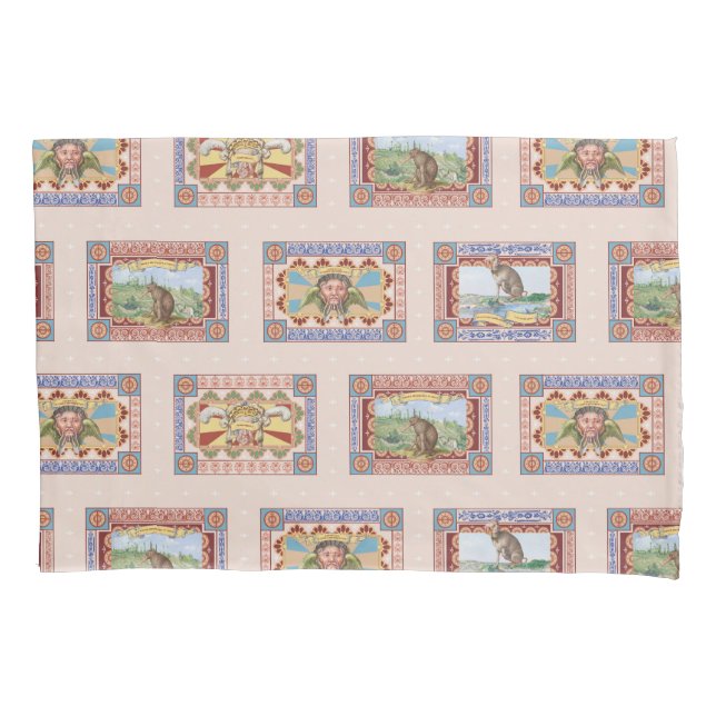 Pink French Quirky Animal Print Polaroïd | Blush Pillowcase (Front)