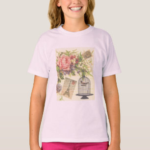 Pink French Theme Vintage Paris Girls T-Shirt