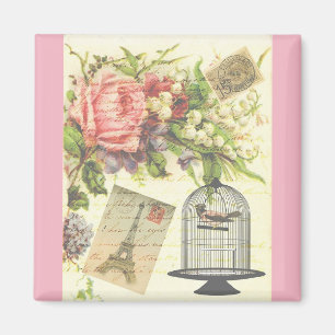 Pink French Theme Vintage Paris Magnet