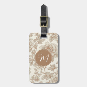 Pink French Toile Floral Luggage Tag