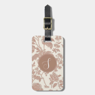 Pink French Toile Floral Luggage Tag