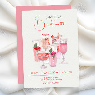 Pink fresh drinks bachelorette invitation