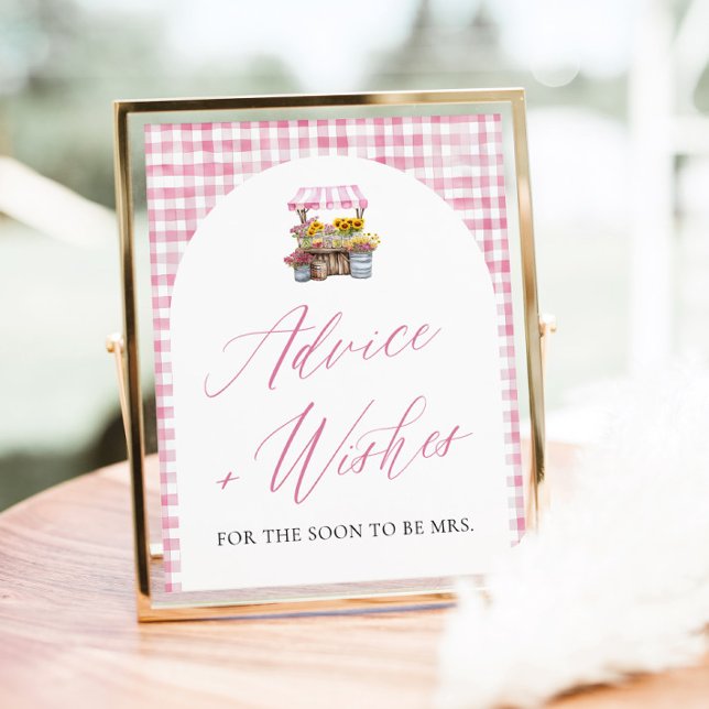 Pink Fresh Off The Market Advice and Wishes Sign (Watercolor Pink Fresh Off The Market Advice and Wishes Sign)