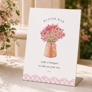Pink fresh off the market bridal shower bloom bar pedestal sign