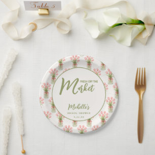 Pink Fresh Off The Market Bridal Shower  Paper Plate