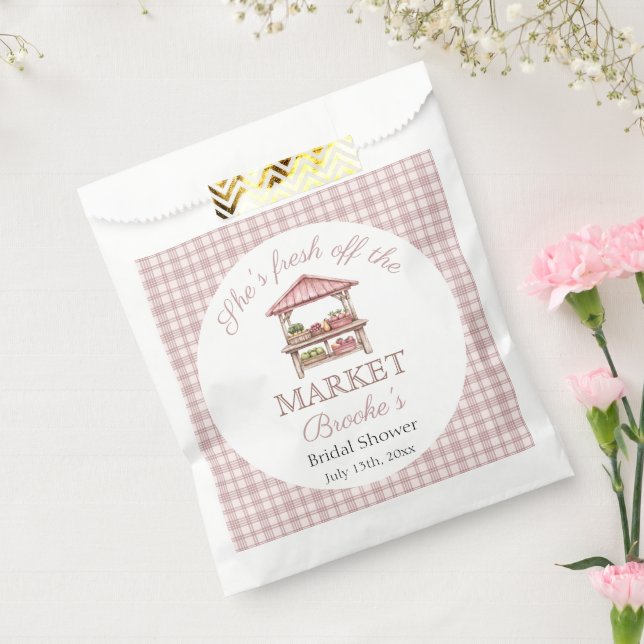Pink Fresh off the market country Bridal Shower Favour Bags (Sealed)